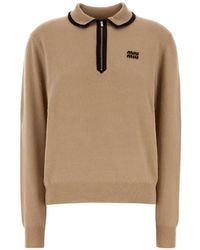 Miu Miu - Wool And Cashmere Polo Sweater - Lyst