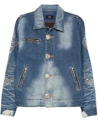 THUG CLUB - Studded Faded Denim Jacket - Lyst