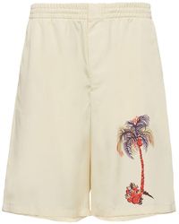 Prada - Tree-print Silk Bermuda Shorts - Lyst