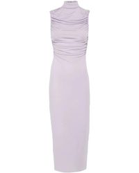Magda Butrym - Midi-Jurk Met Ruches En Hoge Hals - Lyst