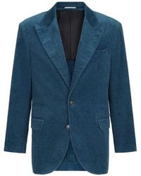 Brunello Cucinelli - Denim-Effect Cotton Velvet Tailor Blazer With Peak Lapels - Lyst