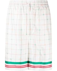 Casablancabrand - Tennis Club Check-print Silk Shorts - Lyst