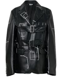 COMME DES GARÇON BLACK - Leren Blazer Met Gestikt Detail - Lyst