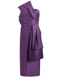 Alberta Ferretti - Asymmetrical Draped Midi Dress - Lyst