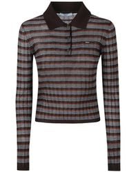 Prada - Gestreept Poloshirt Van Kasjmier En Zijde - Lyst