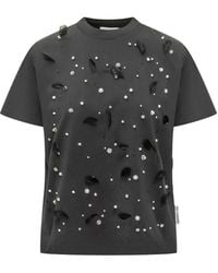 Des Phemmes - Feather-Embellished T-Shirt - Lyst