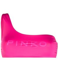 Pinko - Top de bikini con una sola tira y logo - Lyst