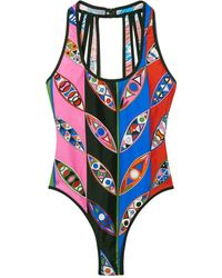 Emilio Pucci - Abstract Print Open Back Swimsuit - Lyst