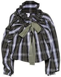 Patou - Blouse Volantée À Encolure Ronde Et Carreaux - Lyst
