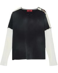 424 - Layered-Sleeve Crest-Patch T-Shirt - Lyst