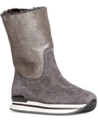 Hogan - H222 Shearling-Lined Leather Boots - Lyst