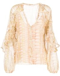 Alexis Vinton Bell Sleeve Lace Blouse in Red Lyst