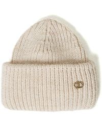 Twinset - Oval T Ribbed Knit Beanie - Lyst