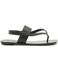 MM6 by Maison Martin Margiela - Leren Sandalen Met Logo-Reliëf - Lyst