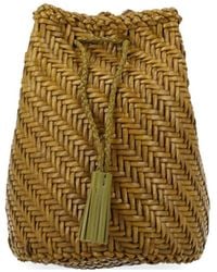 Dragon Diffusion - Gewebte Pompom Double Jump Tan Clutch - Lyst