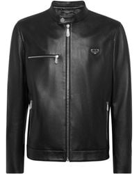 Philipp Plein - Leather Biker Jacket - Lyst