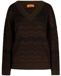 Missoni - V-Neck Sweater With Chevron Pattern - Lyst