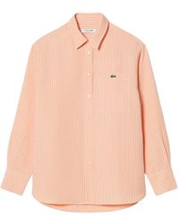 Lacoste - Gestreiftes Hemd Mit Logo-Patch - Lyst