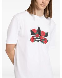 adidas - Rose-Print Trefoil T-Shirt - Lyst