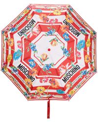 Moschino - Floral-print Striped Foldable Umbrella - Lyst