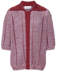Lanvin - Spread-collar Open-knit Cardigan - Lyst