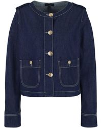 Emporio Armani - Jeansjacke mit rundem Ausschnitt - Lyst
