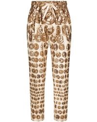 Dolce & Gabbana - Graphic-print Silk Trousers - Lyst