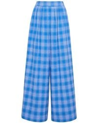 Cara Cara - Plaid-Pattern Pleated Wide-Leg Cotton Trousers - Lyst