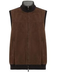 Fedeli - Gilet En Cachemire À Empiècements En Daim - Lyst