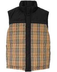 Burberry - Check Reversible Down Vest - Lyst