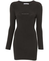 Alexander Wang - Textured Logo Long-Sleeve Crewneck Dress - Lyst