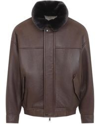 Yves Salomon - Shearling-Collar Leather Jacket - Lyst