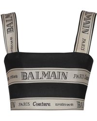 Balmain - Bijgesneden Top Met Jacquard -effect - Lyst