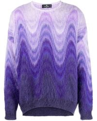 Etro - Brushed Sweater In Mohair Wool With Curl Print - Lyst
