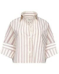 Twp - Stripe-Pattern Cropped Shirt - Lyst