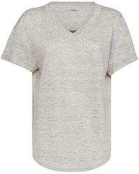 Brunello Cucinelli - Linen-silk Blend T-shirt - Lyst