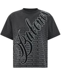 Balenciaga - Cursive Graphic-Print T-Shirt - Lyst