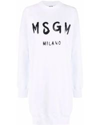MSGM - Logo-Print Cotton Jumper Dress - Lyst