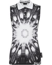 Philipp Plein - Logo-Print Sleeveless Polo Top - Lyst