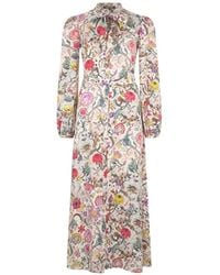 Roberto Cavalli - Long Silk Dress With Florentine Flowers Print - Lyst