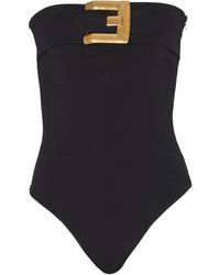 Balmain - Buckle Crepe Belted Bodysuit - Lyst