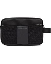 ARMANI EXCHANGE - Logo-Patch Zip-Around Wash Bag - Lyst
