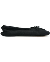 N.Peal Cashmere Bow Tie Slippers - Black