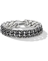 David Yurman - Sterling Silver Curb Chain Diamond Bracelet - Lyst