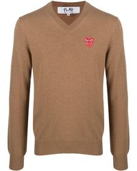 COMME DES GARÇONS PLAY - Fine Knit Sweater With Logo Patch - Lyst