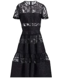 Elie Saab - Lace-Panelled Midi Dress - Lyst