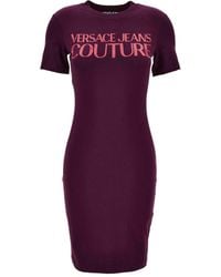 Versace Jeans Couture - Logo-Print T-Shirt Dress - Lyst