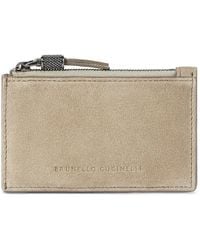 Brunello Cucinelli - Suede Zip Card Holder - Lyst