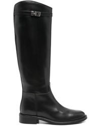 Julie Dee - 30 Mm Leren Laarzen Met Gespsluiting - Lyst