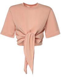Nineminutes - Knot-Detail Cropped T-Shirt - Lyst